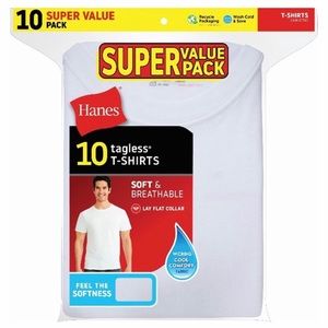 Pack Of 10 Blank White Hanes T Shirt Comfort Soft Crew Neck